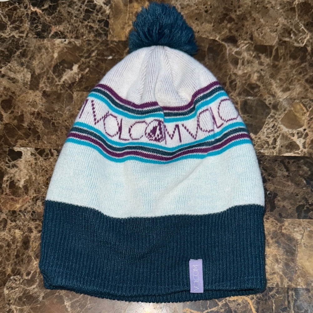 Volcom Blue and Purple Knit Beanie